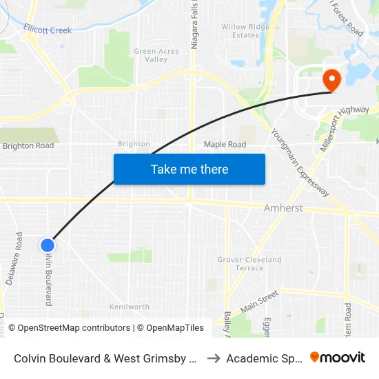 Colvin Boulevard & West Grimsby Road to Academic Spine map