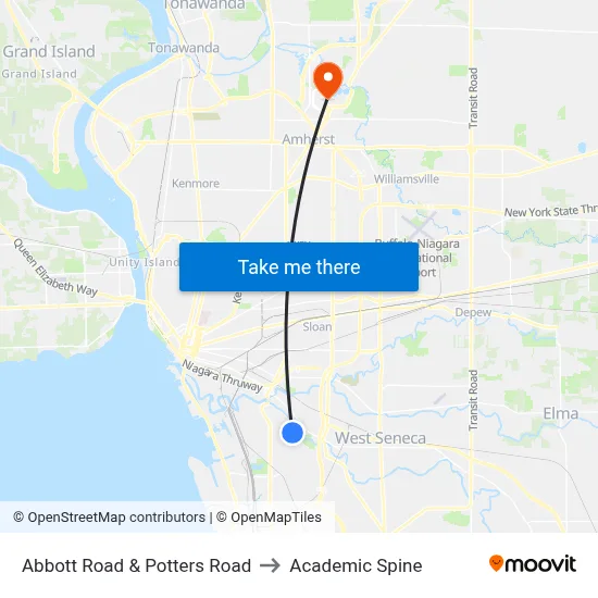 Abbott Road & Potters Road to Academic Spine map
