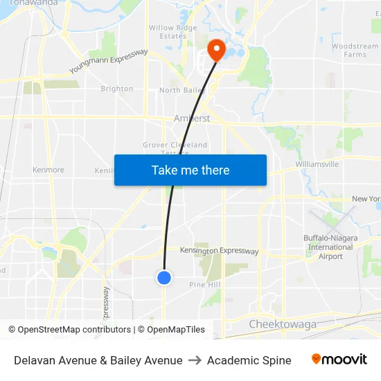 Delavan Avenue & Bailey Avenue to Academic Spine map