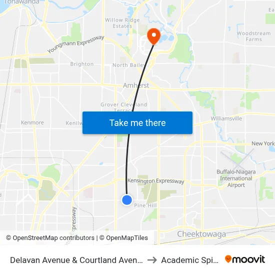 Delavan Avenue & Courtland Avenue to Academic Spine map
