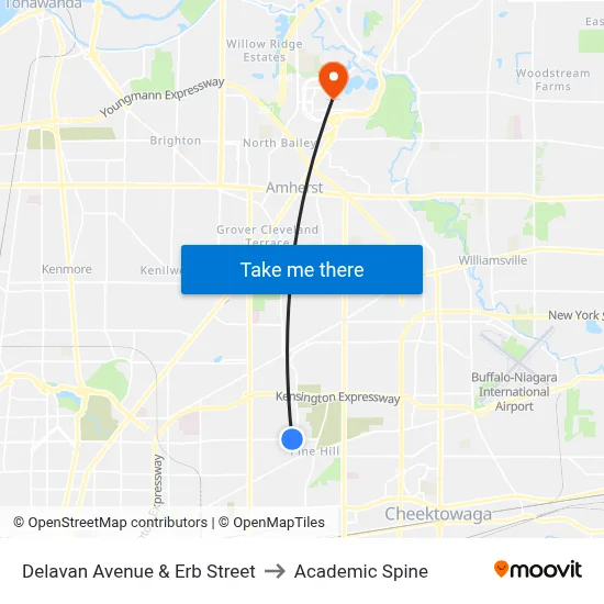 Delavan Avenue & Erb Street to Academic Spine map