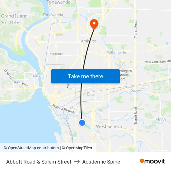 Abbott Road & Salem Street to Academic Spine map