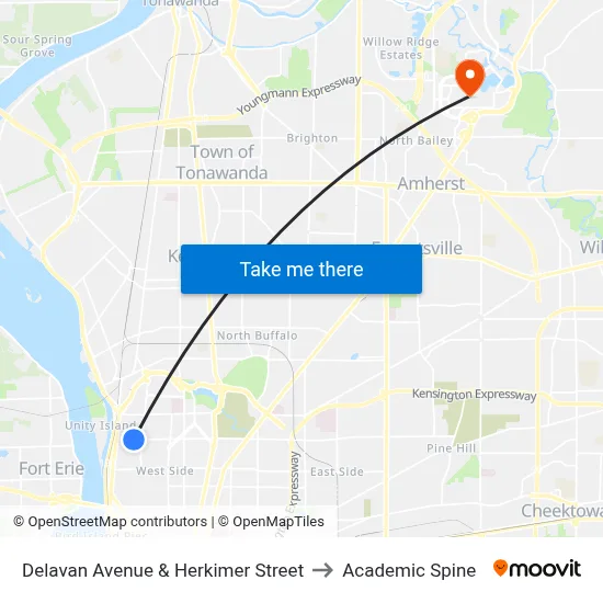 Delavan Avenue & Herkimer Street to Academic Spine map