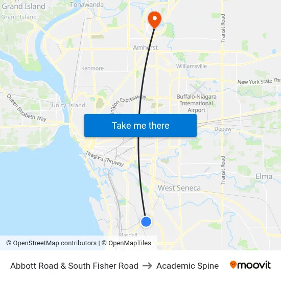Abbott Road & South Fisher Road to Academic Spine map