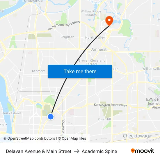 Delavan Avenue & Main Street to Academic Spine map