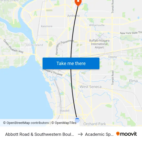 Abbott Road & Southwestern Boulevard to Academic Spine map