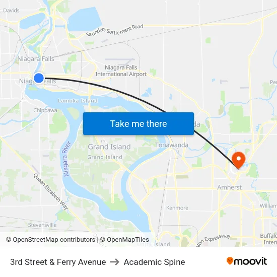 3rd Street & Ferry Avenue to Academic Spine map