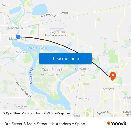 3rd Street & Main Street to Academic Spine map