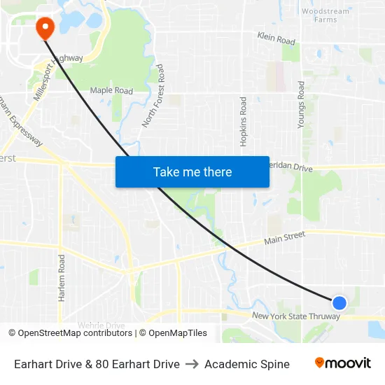 Earhart Drive & 80 Earhart Drive to Academic Spine map