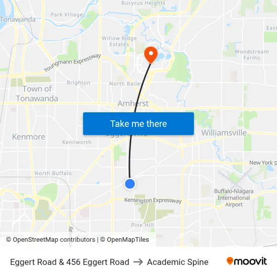 Eggert Road & 456 Eggert Road to Academic Spine map