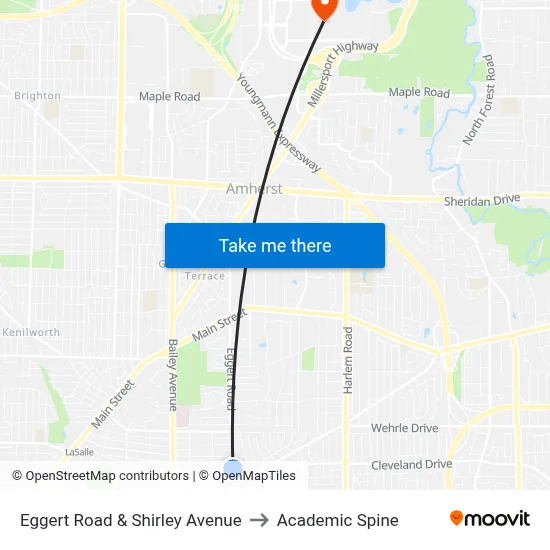 Eggert Road & Shirley Avenue to Academic Spine map