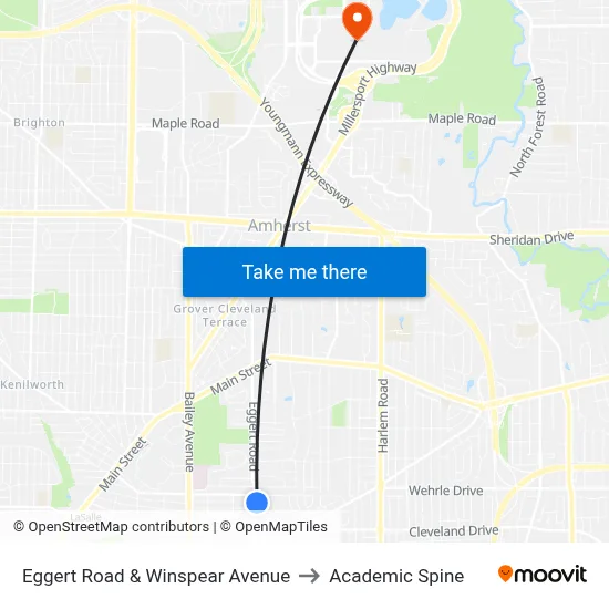 Eggert Road & Winspear Avenue to Academic Spine map