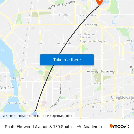 South Elmwood Avenue & 130 South Elmwood to Academic Spine map