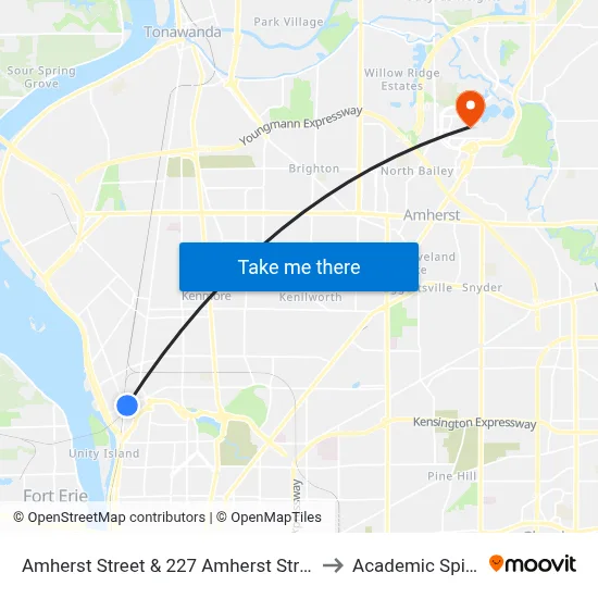 Amherst Street & 227 Amherst Street to Academic Spine map