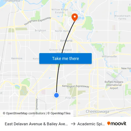 East Delavan Avenue & Bailey Avenue to Academic Spine map