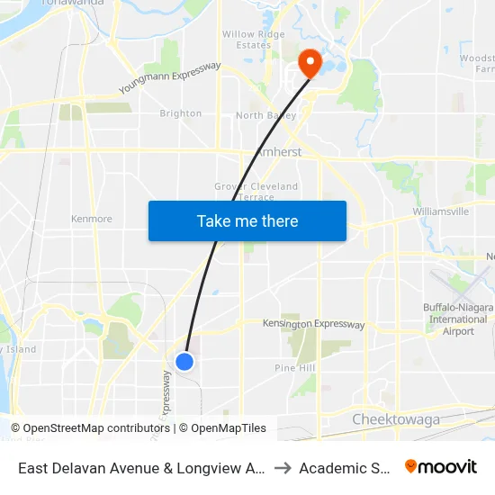 East Delavan Avenue & Longview Avenue to Academic Spine map