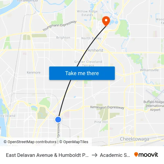 East Delavan Avenue & Humboldt Parkway to Academic Spine map