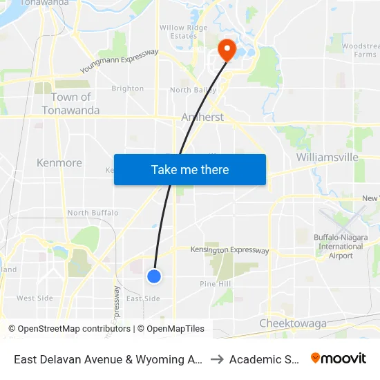 East Delavan Avenue & Wyoming Avenue to Academic Spine map