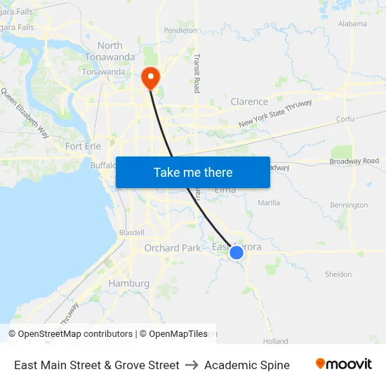 East Main Street & Grove Street to Academic Spine map
