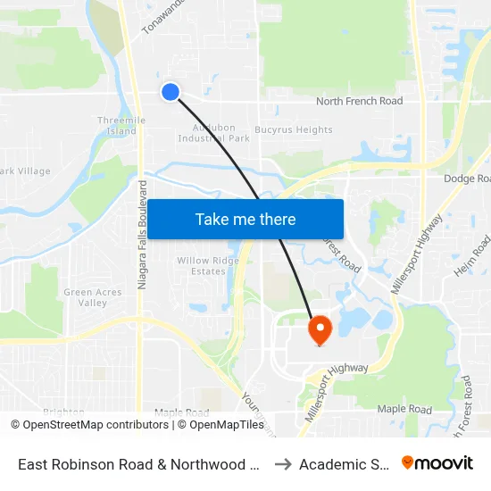 East Robinson Road & Northwood Medical to Academic Spine map