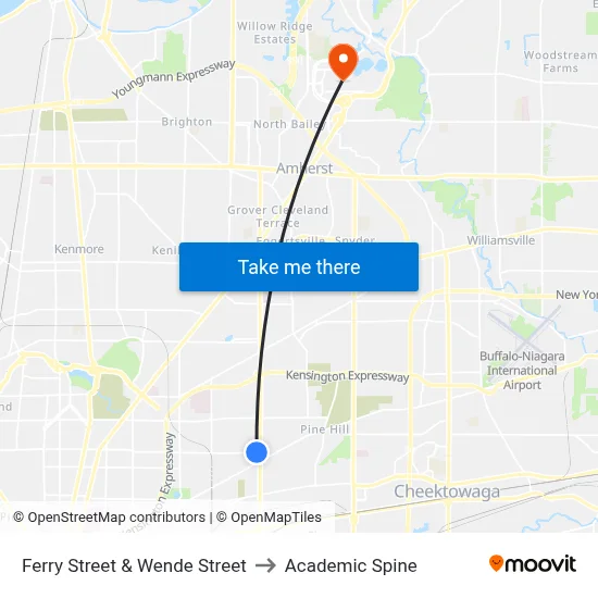 Ferry Street & Wende Street to Academic Spine map