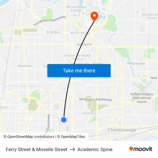 Ferry Street & Moselle Street to Academic Spine map
