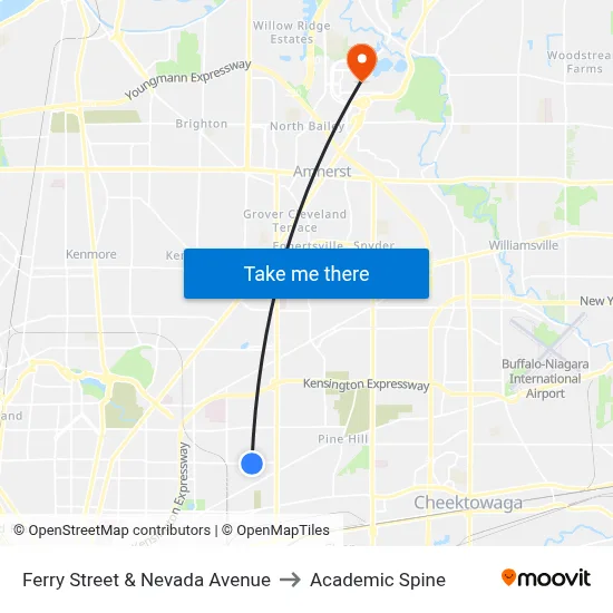 Ferry Street & Nevada Avenue to Academic Spine map