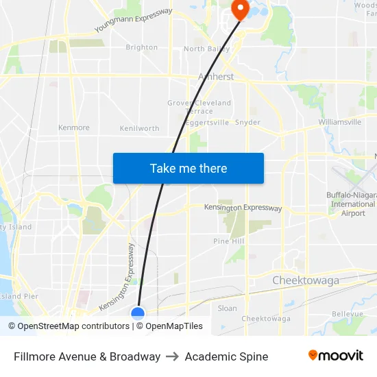 Fillmore Avenue & Broadway to Academic Spine map
