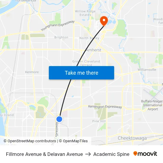 Fillmore Avenue & Delavan Avenue to Academic Spine map