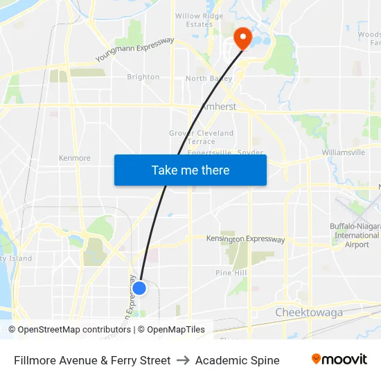 Fillmore Avenue & Ferry Street to Academic Spine map