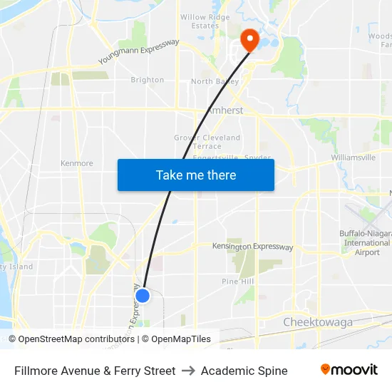Fillmore Avenue & Ferry Street to Academic Spine map