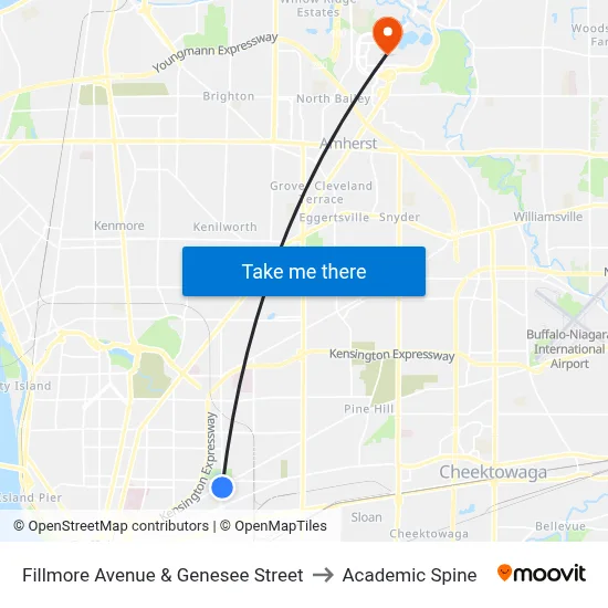 Fillmore Avenue & Genesee Street to Academic Spine map