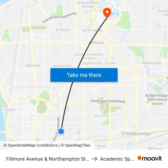 Fillmore Avenue & Northampton Street to Academic Spine map