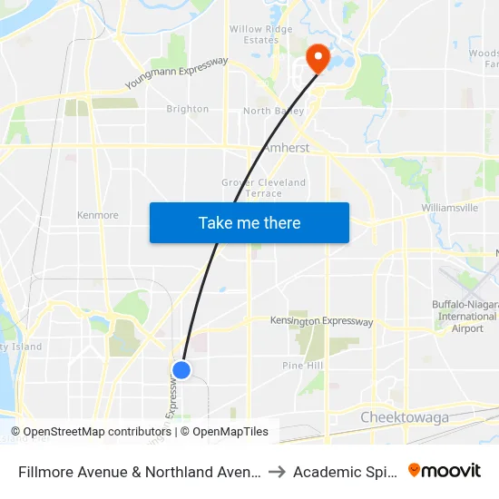 Fillmore Avenue & Northland Avenue to Academic Spine map