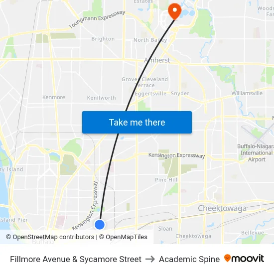 Fillmore Avenue & Sycamore Street to Academic Spine map