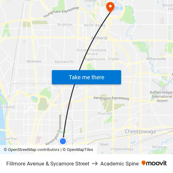 Fillmore Avenue & Sycamore Street to Academic Spine map