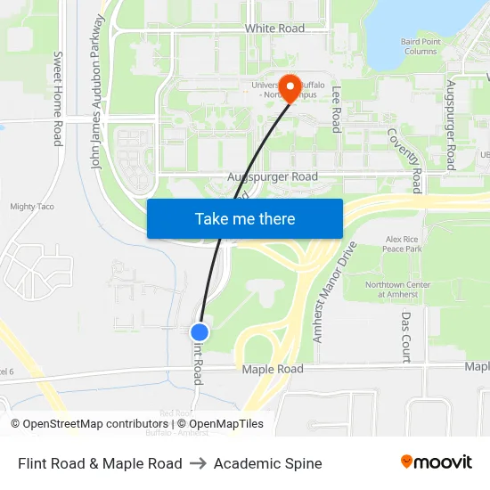 Flint Road & Maple Road to Academic Spine map