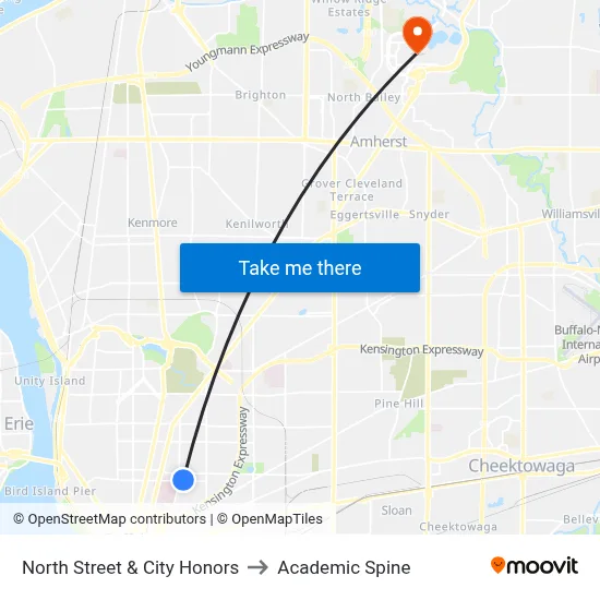 North Street & City Honors to Academic Spine map
