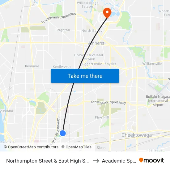 Northampton Street & East High School to Academic Spine map