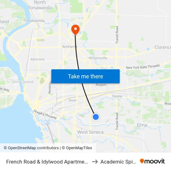 French Road & Idylwood Apartments to Academic Spine map