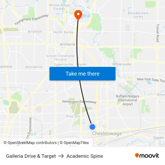 Galleria Drive & Target to Academic Spine map