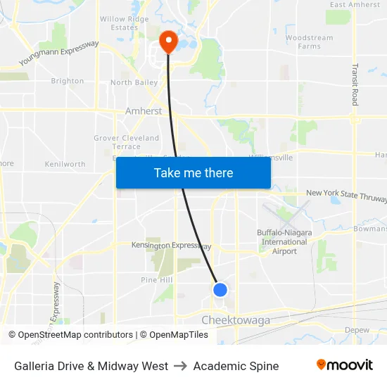 Galleria Drive & Midway West to Academic Spine map