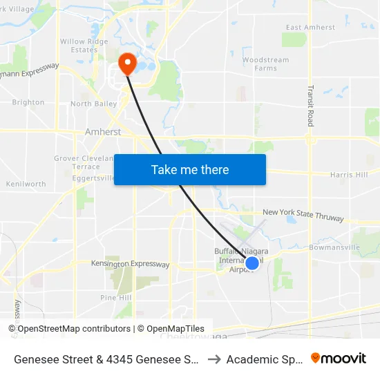 Genesee Street & 4345 Genesee Street to Academic Spine map