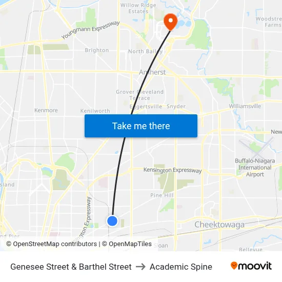Genesee Street & Barthel Street to Academic Spine map