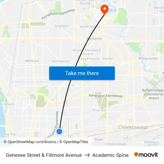 Genesee Street & Fillmore Avenue to Academic Spine map