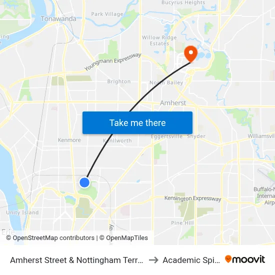 Amherst Street & Nottingham Terrace to Academic Spine map
