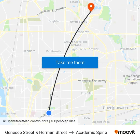 Genesee Street & Herman Street to Academic Spine map