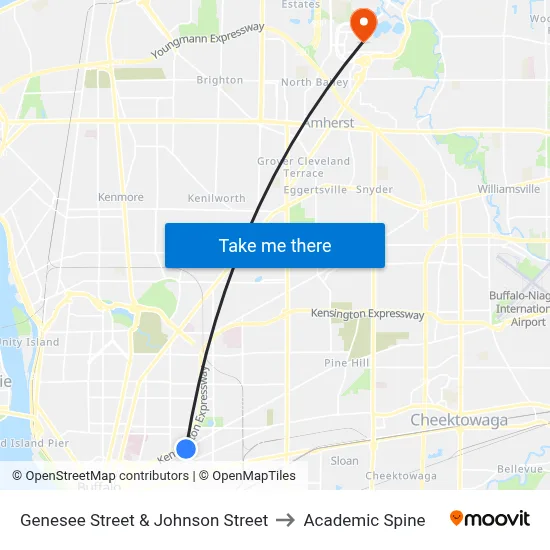 Genesee Street & Johnson Street to Academic Spine map