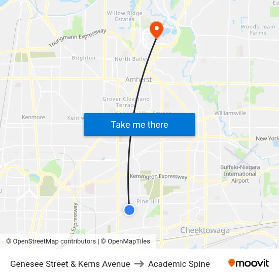 Genesee Street & Kerns Avenue to Academic Spine map
