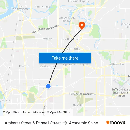 Amherst Street & Pannell Street to Academic Spine map